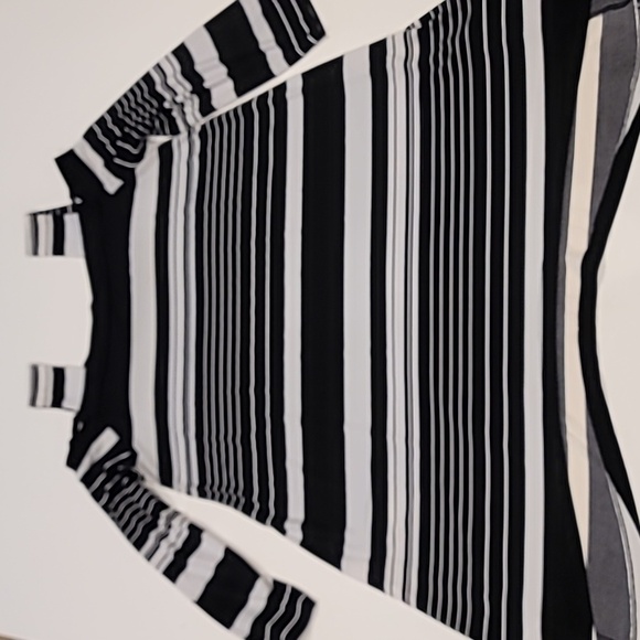 Chico's Cold Shoulder Striped Tunic Black White 0 - Picture 4 of 12